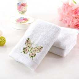 Embroidered Towels Whimsical Butterfly Floral Design, Personalised Luxury Cotton Towels - thumbnail 3