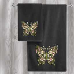 Embroidered Towels Whimsical Butterfly Floral Design, Personalised Luxury Cotton Towels - thumbnail 2