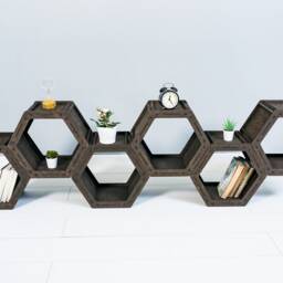 Bookcase Custom Shelving Unit Hexagon Bookshelf Loft Shelf Geometric Shelves Housewarming Gift Wall Shelves Minimalistic - thumbnail 2