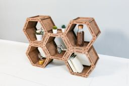 Bookcase Custom Shelving Unit Hexagon Bookshelf Loft Shelf Geometric Shelves Housewarming Gift Wall Shelves Minimalistic