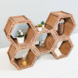 Bookcase Custom Shelving Unit Hexagon Bookshelf Loft Shelf Geometric Shelves Housewarming Gift Wall Shelves Minimalistic - thumbnail 3