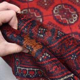 Vintage Ahal Gul Afghan Rug Handwoven Wool Tribal Rug - 9.7x6.8 Ft - thumbnail 4
