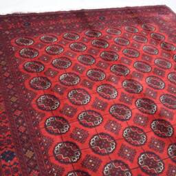 Vintage Ahal Gul Afghan Rug Handwoven Wool Tribal Rug - 9.7x6.8 Ft - thumbnail 3