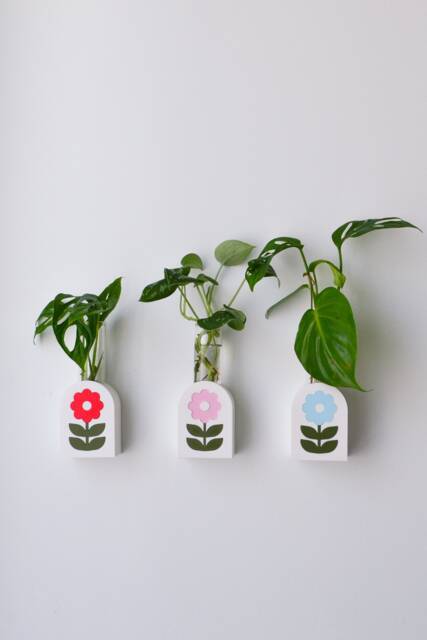 Flower Power Propagation Vase 3D Printed Recycled Plastic Wall Hanging - image 1