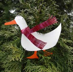 Handmade Metal Duck Christmas Tree Topper Whimsical Holiday Decor - thumbnail 1