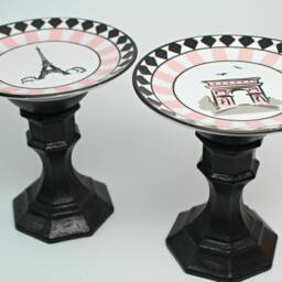 Glass Candle Sticks - Upcycled Candle Holder - Magnetic Pin Cushion - Plate - Trinket Holder - Choice Of 2 Designs - One A Kind - thumbnail 2
