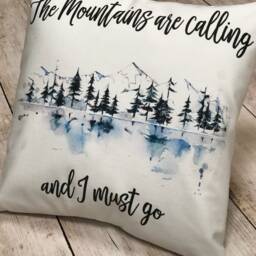 The Mountains Are Calling & I Must Go Watercolor Art On Soft White Throw Pillow - thumbnail 3