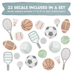 Sports Wall Decals - Removable, Reusable Stickers Nursery Decor, Kids Room Art, Boy Bedroom Decor - thumbnail 2