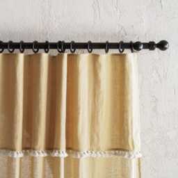 Linen Valance Curtains, Sheer Curtain Panel With Tape For Rings, Fringe Curtains - thumbnail 2