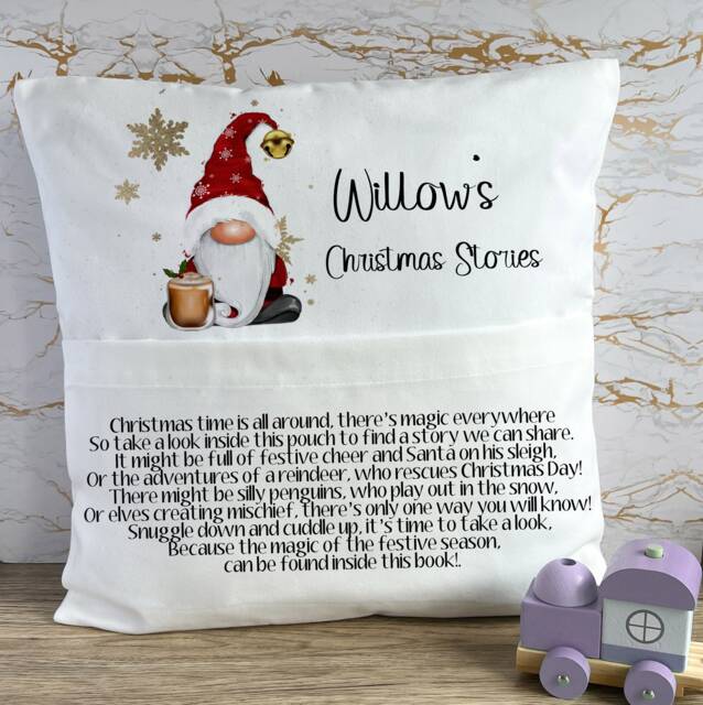 Christmas Book Cushion, Kids Teddy Cushion For A Boy, Reading Story Pillow, Gonk Xmas Pillow - image 1