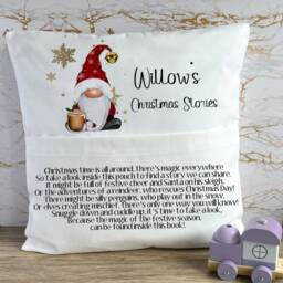 Christmas Book Cushion, Kids Teddy Cushion For A Boy, Reading Story Pillow, Gonk Xmas Pillow - thumbnail 2