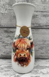 Highland Cow Vase - Decouoage, Vase, Gift, Christmas Highland Cow, Coo - thumbnail 1