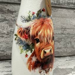 Highland Cow Vase - Decouoage, Vase, Gift, Christmas Highland Cow, Coo - thumbnail 3