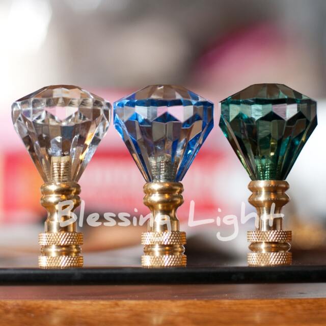 Set Of 2 Acrylic Diamond Lamp Shade Finials, Harp Toppers - image 1