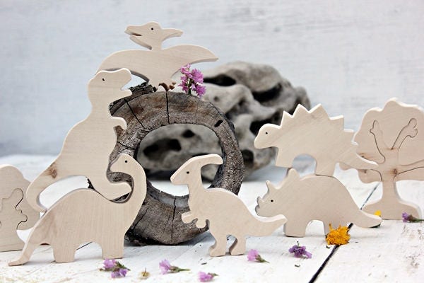 Wooden Toys, Dinosaurs, Game, Waldorf Wooden Toy, Toy Set, Play Handmade Safe Eco Christmas Toys - image 1
