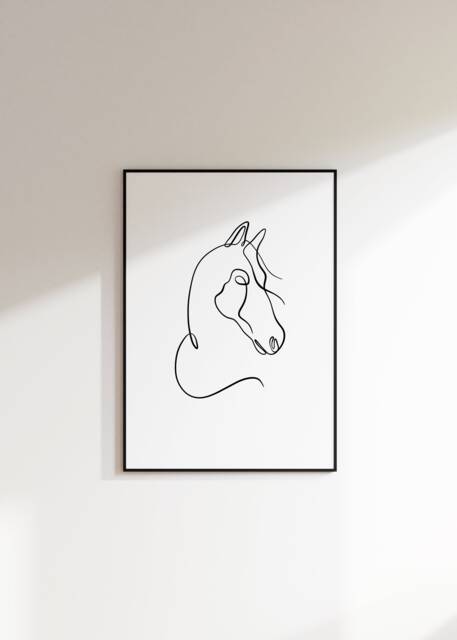 Horse Line Art Print, Gift, Minimalist Drawing, Memorial Pet Loss Bereavement - image 1