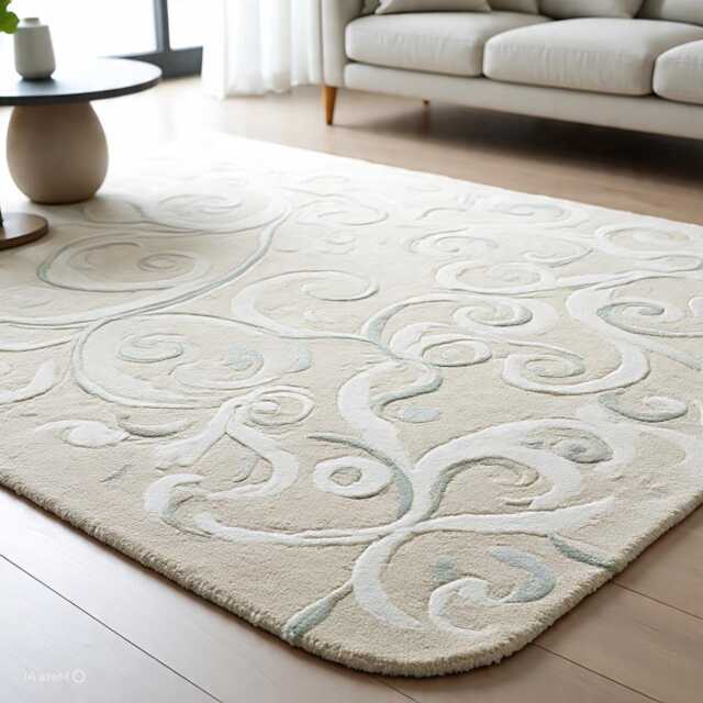 Handmade Wool Oushak Rug - Light Blue Floral Vintage Area - image 1
