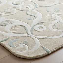 Handmade Wool Oushak Rug - Light Blue Floral Vintage Area - thumbnail 4