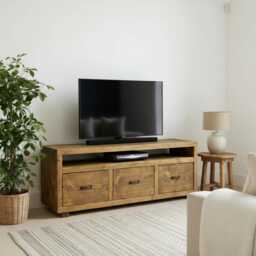 Handmade Rustic Solid Wood Tv Stand, Farmhouse Media Console With Drawers - thumbnail 1