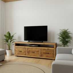 Handmade Rustic Solid Wood Tv Stand, Farmhouse Media Console With Drawers - thumbnail 2