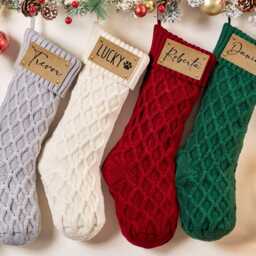 2025 Christmas Stockings With Name, Family Stockings, Holiday Stockings, Engraved Knitted Stockings, Christmas Gifts, Christmas Decor - thumbnail 2