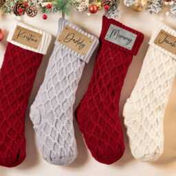 2025 Christmas Stockings With Name, Family Stockings, Holiday Stockings, Engraved Knitted Stockings, Christmas Gifts, Christmas Decor - thumbnail 3