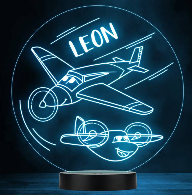Plane Flying Aeroplane Personalised Gift Colour Changing Led Lamp Night Light - image 1