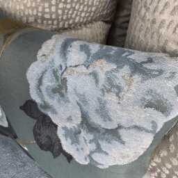 Handmade Floral Bird Pillow Cover, Duck Egg Teal, Rectangle 12x20 - thumbnail 2