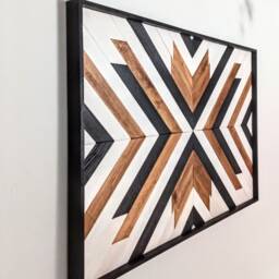 Aztec Wood Wall Art Boho Mosaic Decor - 24x36'' - thumbnail 2