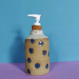 Handmade Ceramic Soap Dispenser in Blueberry Stamp - thumbnail 2