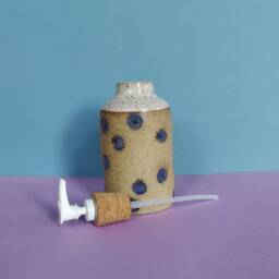 Handmade Ceramic Soap Dispenser in Blueberry Stamp - thumbnail 4