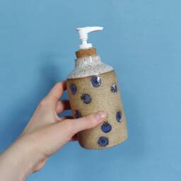 Handmade Ceramic Soap Dispenser in Blueberry Stamp - thumbnail 3