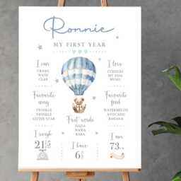 Personalised First Birthday Milestone Poster - Teddy Bear Sign About Me Board Digital Download - thumbnail 3