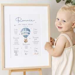 Personalised First Birthday Milestone Poster - Teddy Bear Sign About Me Board Digital Download - thumbnail 2