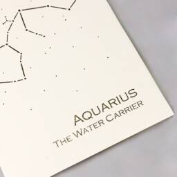 Aquarius Constellation Zodiac Art Print/Gold Foil Wall Astrology Home Decor January-February Birthday On Cream Navy - thumbnail 3
