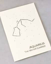 Aquarius Constellation Zodiac Art Print/Gold Foil Wall Astrology Home Decor January-February Birthday On Cream Navy