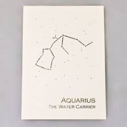Aquarius Constellation Zodiac Art Print/Gold Foil Wall Astrology Home Decor January-February Birthday On Cream Navy - thumbnail 2
