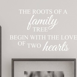 "The Roots Of A Family Tree Begin With Love Two Hearts Home Wall Decal Sticker Art Decor #1383 - 28"" Wide X 17" - thumbnail 3