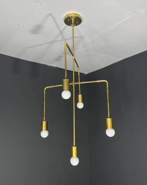 Melon Modern 5 Light Sputnik Mid Century Industrial Hanging Chandelier - image 1