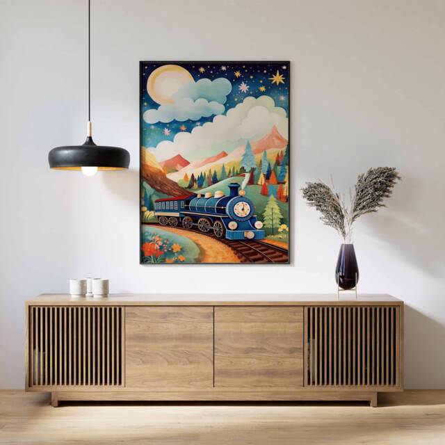 Train Print, Wall Art, Steam Poster, Boys Room Kids Decor, Playroom Decor - image 1