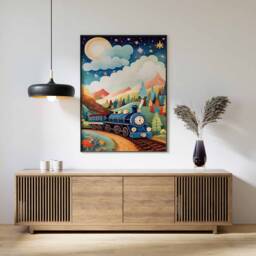 Train Print, Wall Art, Steam Poster, Boys Room Kids Decor, Playroom Decor - thumbnail 1