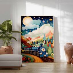 Train Print, Wall Art, Steam Poster, Boys Room Kids Decor, Playroom Decor - thumbnail 2