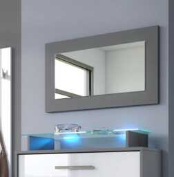 Furneo Framed Mirror 70x40cm Grey Modern Living Dining Room Hallway Bedroom Furniture - thumbnail 1