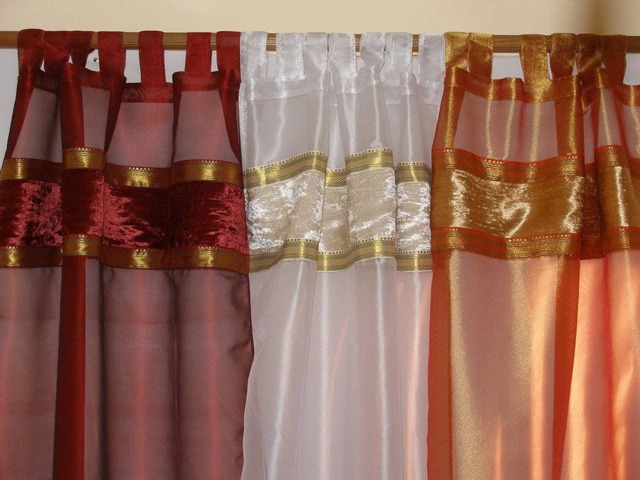 "Curtain Panels Sheer Panel Drapes With Running Ribbon 42""x 84" - image 1