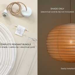 Labu Linen Pendant Light Off-White Boho Ceiling Fixture, Handmade Shade - thumbnail 2