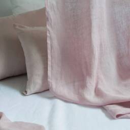 Dreamy Pink Linen Canopy Curtains For King Bed - thumbnail 2