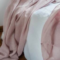 Dreamy Pink Linen Canopy Curtains For King Bed - thumbnail 3