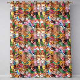 Cute Hawaiian Kids Pink Background Tiki Beach Summer Cartoon Seamless Pattern Readymade Eyelet Ring Top Thermal 100% Blackout Curtains - thumbnail 2