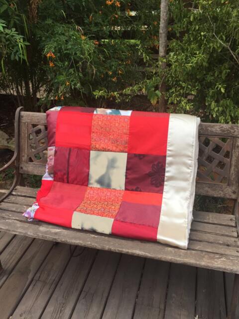 King Queen Size Photo Quilt, Custom Blanket, Red Quilt With Pictures Patchwork Memory Shiny Chinese Wedding Gift - image 1