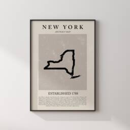 Abstract New York Map Vintage Wall Art Print Us State - United States Of America Usa Travel Poster - thumbnail 3
